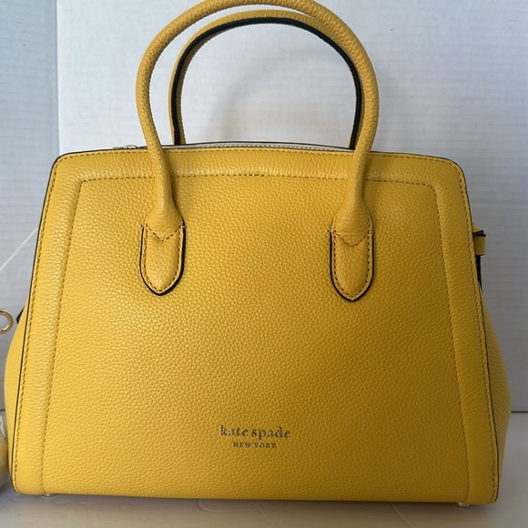 Kate Spade New York Knott Lemon Yellow Pebbled Leather Medium Satchel Crossbody - Picture 11 of 11